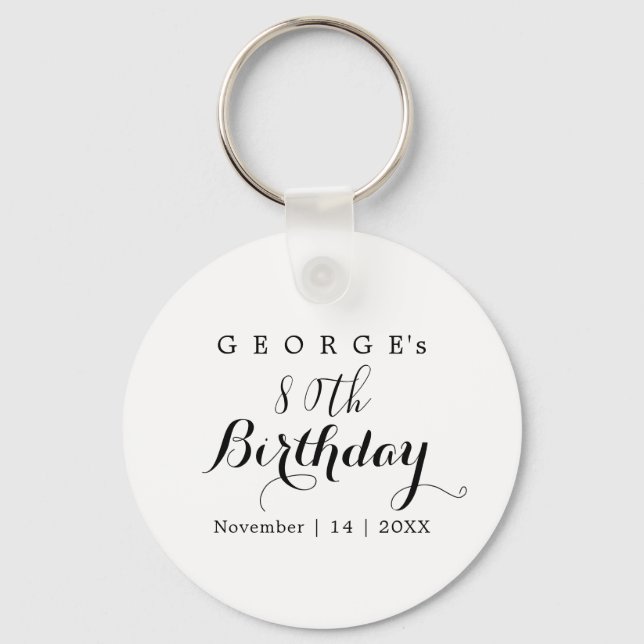 Minimalist Typography Birthday Party Design  Keychain (Front)