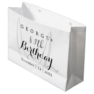 Minimalist Typography Birthday Party Design Large Gift Bag