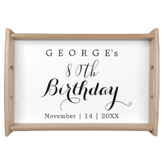 Minimalist Typography Birthday Party Design Serving Tray