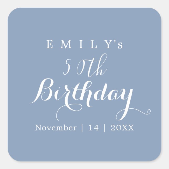 Minimalist Typography Birthday Party Design  Square Sticker (Front)