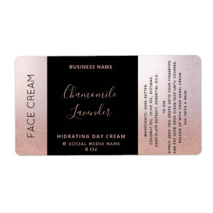 Minimalist typography black rose gold face cream label