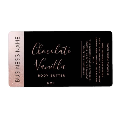 Minimalist typography black rose gold product  lab label