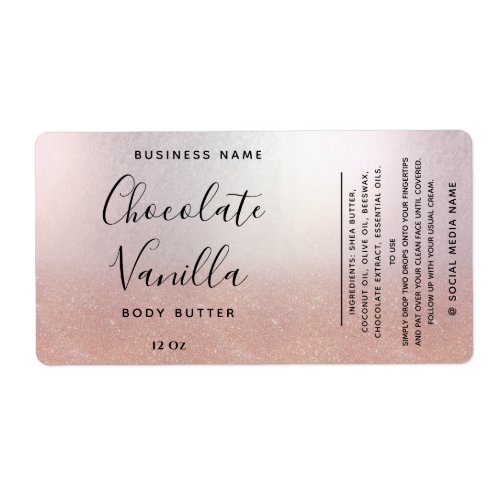 Minimalist typography black rose gold product label