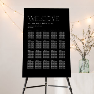 Minimalist Typography Black Wedding Seating Chart Foam Board