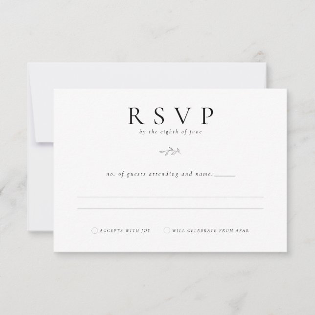 Minimalist Typography Botanical RSVP Response Card (Front)