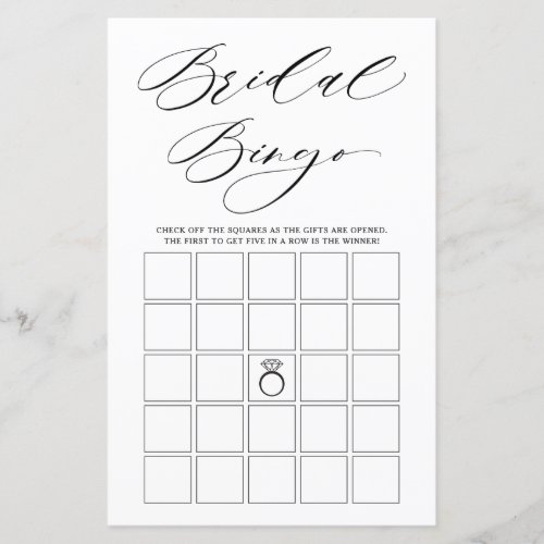 Minimalist Typography Bridal Shower Bingo Game