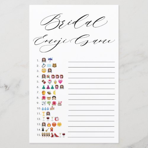 Minimalist Typography Bridal Shower Emoji Game
