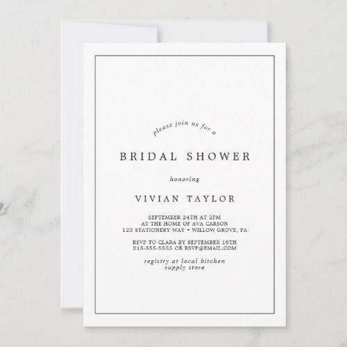 Minimalist Typography Bridal Shower Invitation