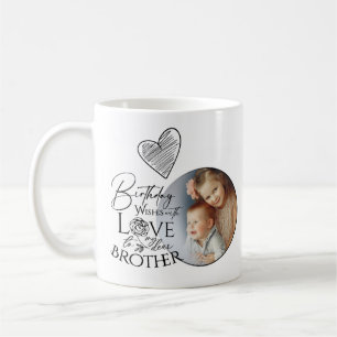 Minimalist Typography Brother Birthday Photo Coffee Mug