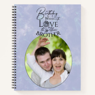 Minimalist Typography Brother Birthday Photo Notebook