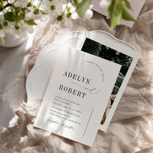 Minimalist Typography Budget Wedding Invitation