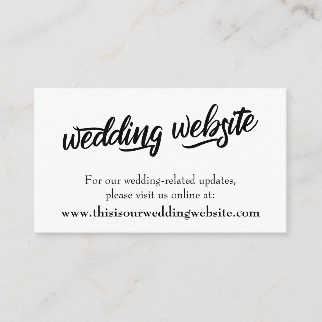 Minimalist Typography BW Wedding Website Card (Front)