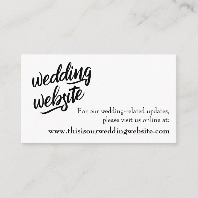 Minimalist Typography BW Wedding Website Card (Front)