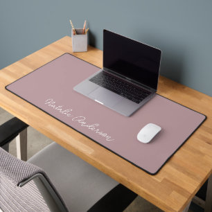 Minimalist Typography Casual Script Pastel Rose Desk Mat