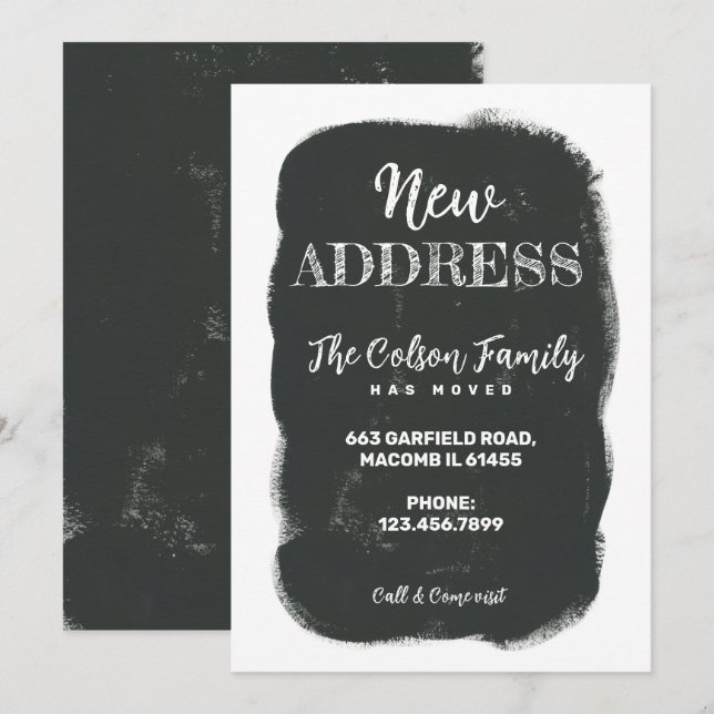 Minimalist Typography Chalkboard New Home Moving  Announcement (Front/Back)