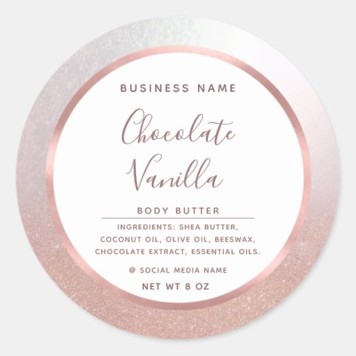 Minimalist  typography circle foil rose gold frame classic round sticker