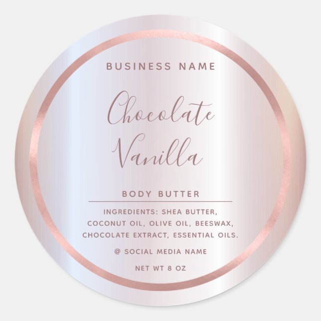 Minimalist  typography circle foil rose gold frame classic round sticker (Front)