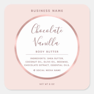 Minimalist typography circle foil rose gold frame square sticker