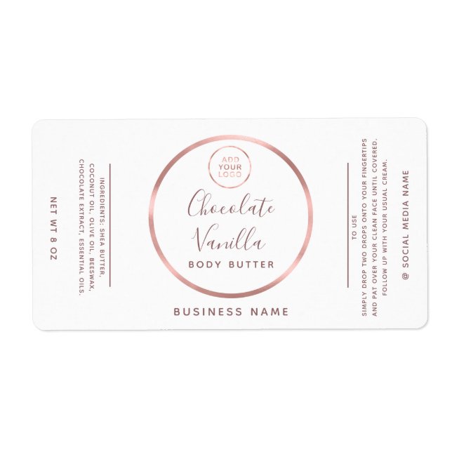 Minimalist typography circle rose gold frame logo label (Front)