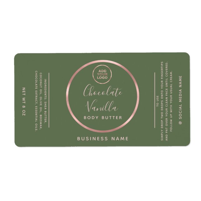Minimalist typography circle rose gold frame logo  label (Front)