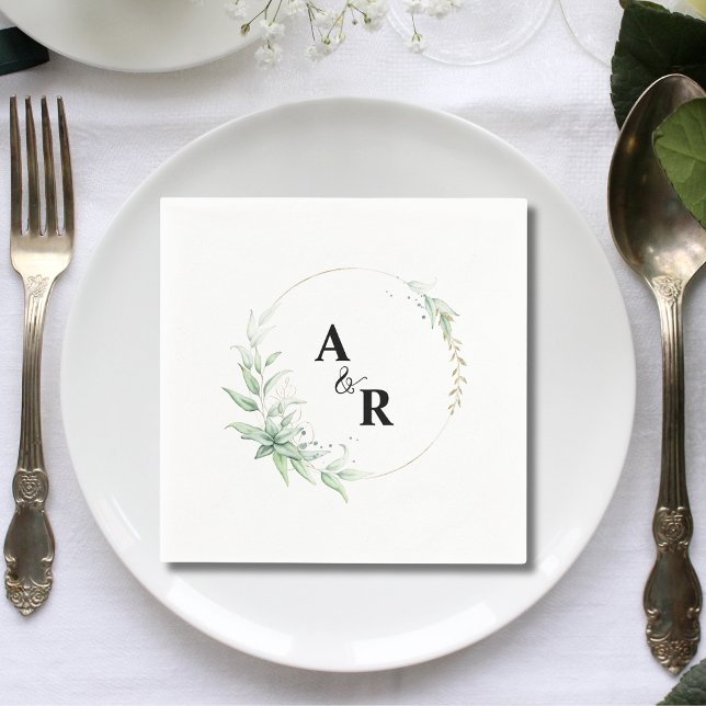 Minimalist Typography Couples Monogram Wedding Napkins (Creator Uploaded)