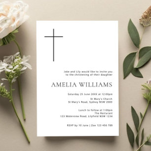 Minimalist Typography cross arch baptism Invitation