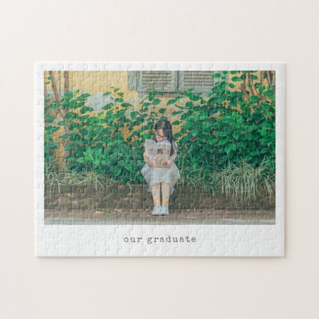 Minimalist Typography Custom Graduate Photo  Jigsaw Puzzle (Horizontal)