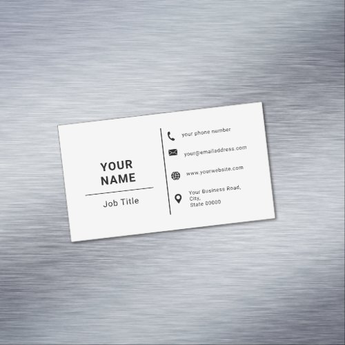 Minimalist Typography Custom Logo Black And White Business Card Magnet