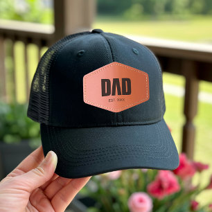 Minimalist Typography Dad Keepsake Leather Patch Hat