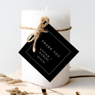 Minimalist Typography   Dark Black Thank You Favor Tags