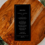 Minimalist Typography | Dark Black Wedding Dinner Menu<br><div class="desc">This minimalist typography dark black wedding dinner menu card is perfect for a simple wedding. The modern romantic design features classic black and white typography. Customizable in any color. Keep the design simple and elegant, as is, or personalize it by adding your own graphics and artwork. This menu can be...</div>