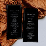 Minimalist Typography | Dark Black Wedding Program<br><div class="desc">This minimalist typography dark black wedding program is perfect for a simple wedding. The modern romantic design features classic black and white typography. Customizable in any color. Keep the design simple and elegant, as is, or personalize it by adding your own graphics and artwork. Include the name of the bride...</div>