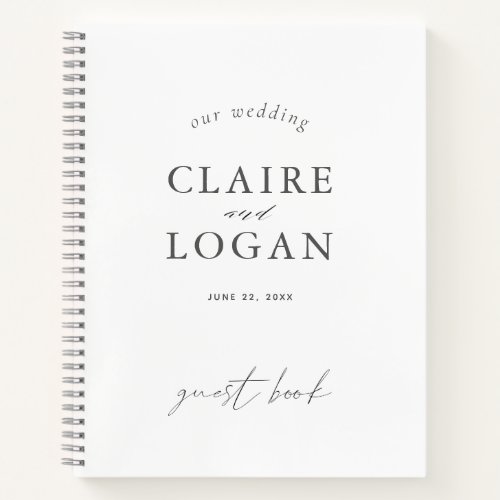 Minimalist Typography Elegant Wedding Guest Book