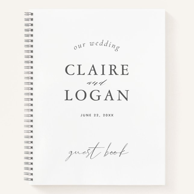 Minimalist Typography Elegant Wedding Guest Book (Front)