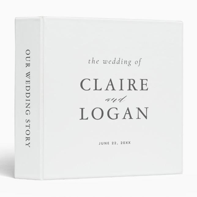 Minimalist Typography Elegant Wedding Photo Album 3 Ring Binder (Front/Spine)