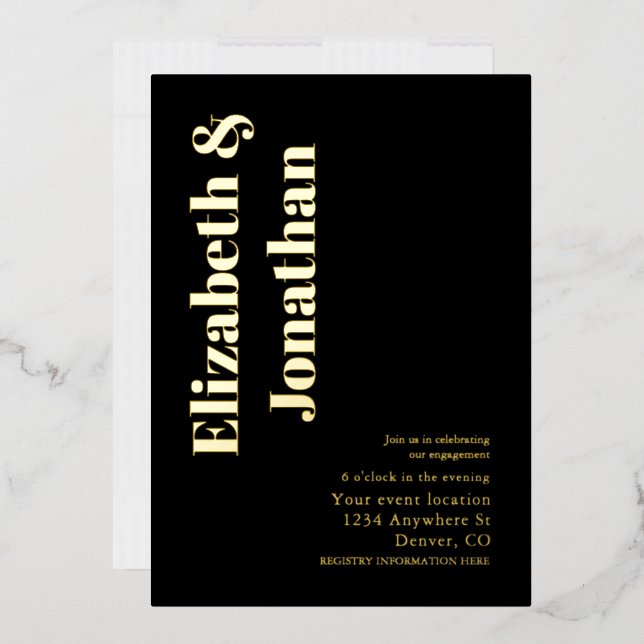 Minimalist Typography Engagement Party Foil Invitation (Envelope)