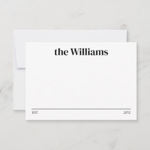 Minimalist Typography Established Family Name Note Card