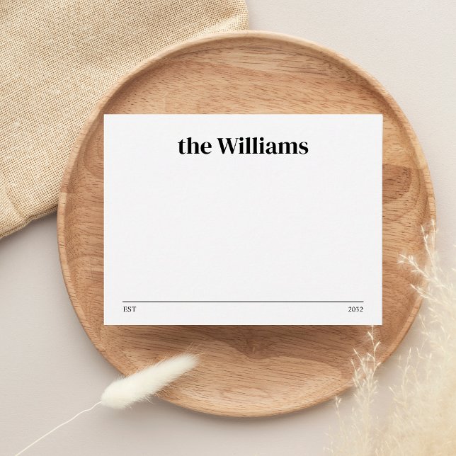 Minimalist Typography Established Family Name Note Card (Creator Uploaded)