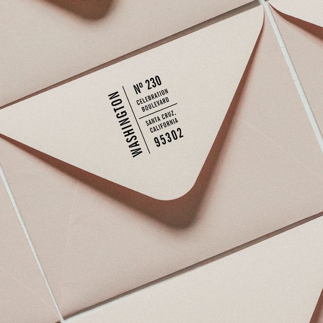 Minimalist Typography Family Name & Return Address Rubber Stamp (Creator Uploaded)