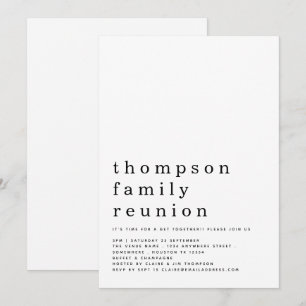 Minimalist Typography Family Reunion Party Invitation