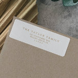 Minimalist Typography | Gold Family Return Address Label<br><div class="desc">These minimalist typography gold family return address labels are perfect for a simple wedding. The romantic minimalist design features lovely and elegant champagne golden yellow typography on a white background with a clean and simple look. These labels can be used for Christmas cards, party invitations, a special event or any...</div>