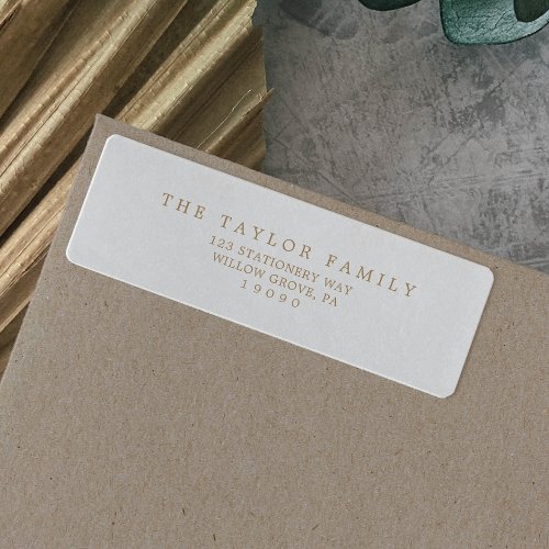 Minimalist Typography  Gold Family Return Address Label