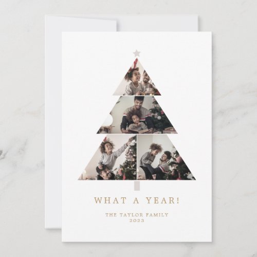 Minimalist Typography  Gold What A Year Christmas Holiday Card