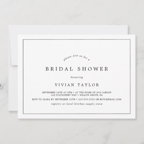 Minimalist Typography Horizontal Bridal Shower Invitation