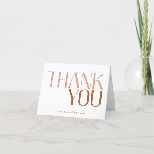 Minimalist Typography in Terracotta Personalized  Thank You Card