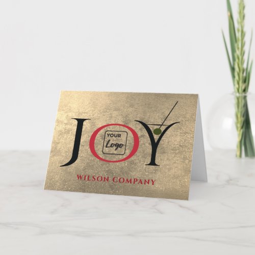 Minimalist typography Joy cocktail logo corporate  Holiday Card