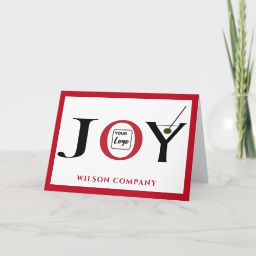 Minimalist typography Joy cocktail logo corporate  Holiday Card