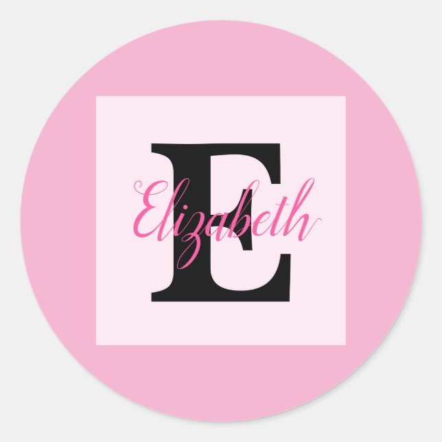 Minimalist typography monogram name  classic round sticker (Front)
