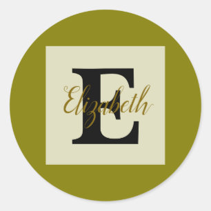 Minimalist typography monogram name classic round sticker