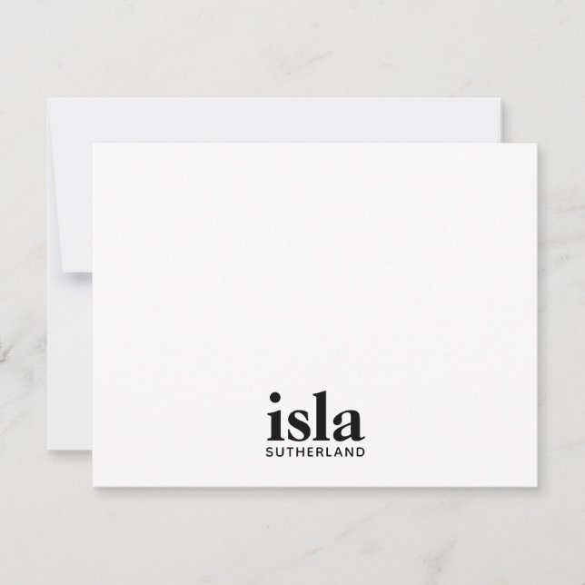 Minimalist Typography Monogram Note Card (Front)